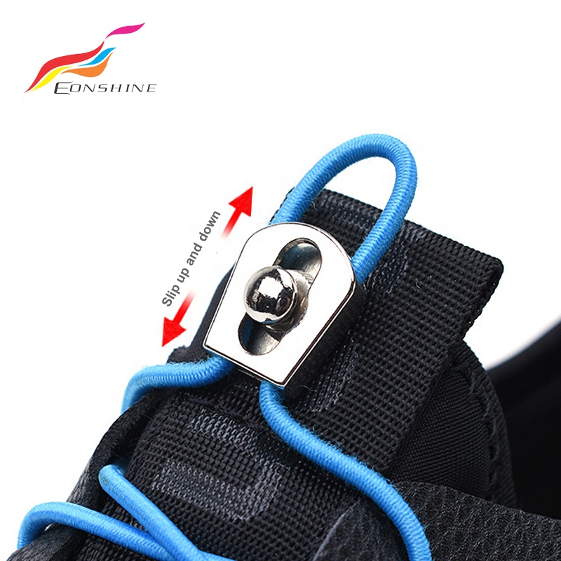 Colorful Fastening Metal Lock System Laces Adjustable Lock No Tie Elastic Shoe Laces