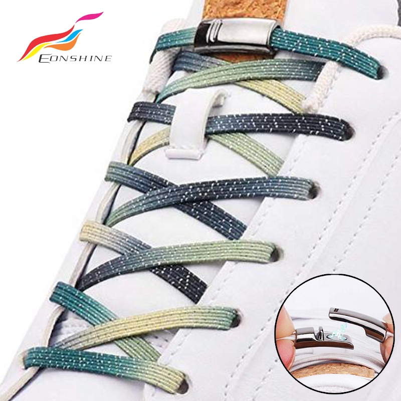 Quick No Tie New Elastic Magnetic Shoe Closures Flat 1Second Locking Shoelaces